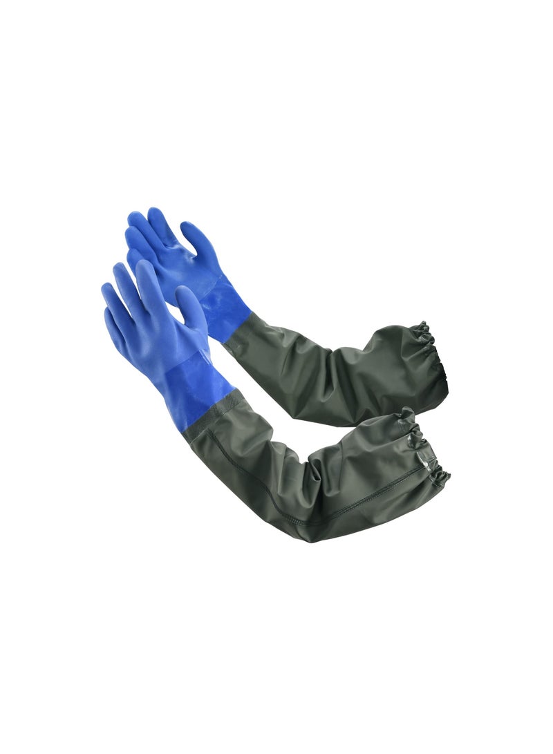 Zikra Extra-Long 28" Rubber Gloves, Chemical Resistant Gloves PVC Reusable, for Chemical Handling, Petrochemical and Oil Refining, Mechanical Manufacturing, Mining, Agricultural, Gardening, Construction - Image 1