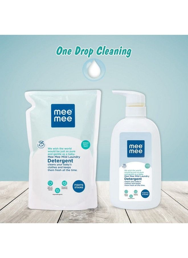 mee mee - Mild Baby Liquid Laundry Detergent Bottle (500Ml) With Refill Pack (500Ml) Combo(Pack Of Two) - Image 1