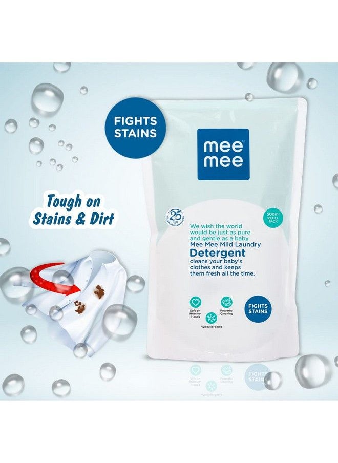 mee mee - Mild Baby Liquid Laundry Detergent Bottle (500Ml) With Refill Pack (500Ml) Combo(Pack Of Two) - Image 1