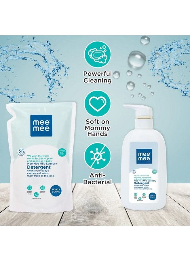 mee mee - Mild Baby Liquid Laundry Detergent Bottle (500Ml) With Refill Pack (500Ml) Combo(Pack Of Two) - Image 1