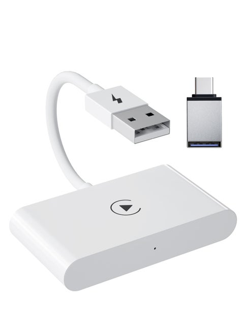 Wireless CarPlay Adapter for iPhone, Wireless Carplay Dongle Converts Factory Cars Wired Carplay to Wireless, Carplay Bluetooth Adapter, 5Ghz WiFi Auto-Connect Online Update, Support iOS 13+, White