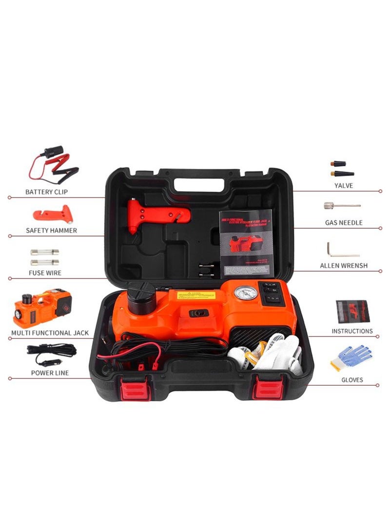 Generic Electric Car Jack 3-in-1, 5 Ton 12V Hydraulic Jack Kit with Air Compressor, Portable Auto Lift for SUV & Sedan, Roadside Emergency Car Repair Tool with LED Light & Safety Hammer - Image 2