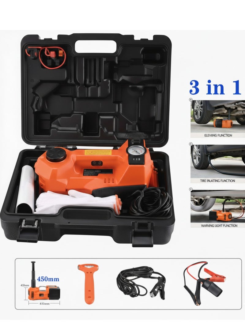 Generic Electric Car Jack 3-in-1, 5 Ton 12V Hydraulic Jack Kit with Air Compressor, Portable Auto Lift for SUV & Sedan, Roadside Emergency Car Repair Tool with LED Light & Safety Hammer - Image 1