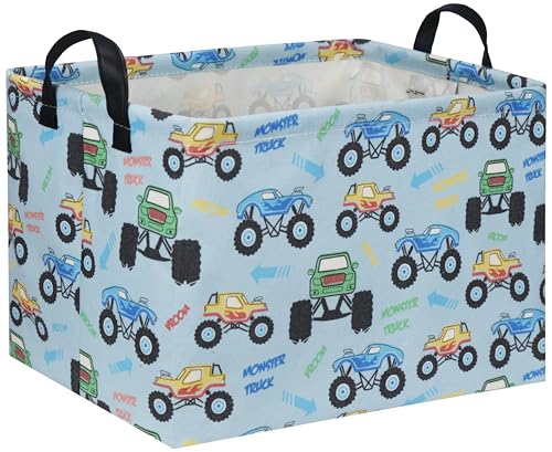 DDBASKET Rectangular Monster Truck Baskets Kids Gift Bins Empty Baby Basket for Boys Toy Storage Basket Organizer Bin Box Room Decor for HomeMonster Truck - Image 1