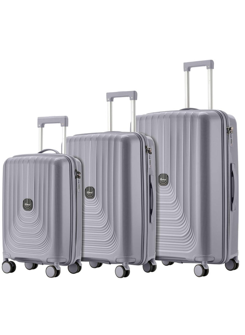 SENATOR Unisex PP Fashion Trolley Luggage Set Lightweight Hard-Shell Spinner luggage with 360° Degree 4 Twin Wheel and Safe Zippers KH1009 Light Grey - Image 1