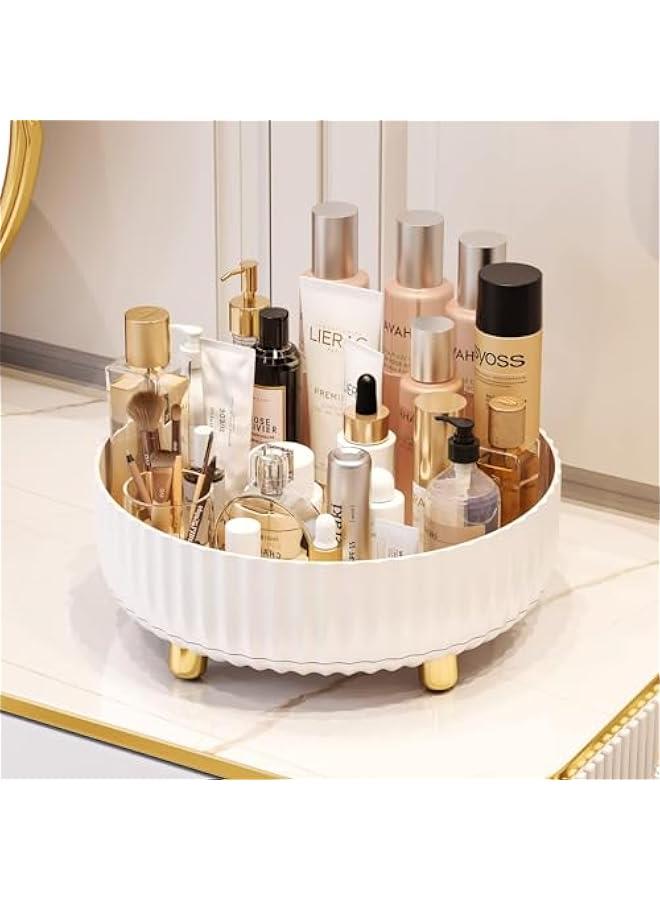 2-Pack Makeup Organizer for Dresser, Perfume Tray, Hair Product Organizer, Lotion Organizer, 360 Degree Rotating Lazy Susan Cosmetic Storage, One-Tier, White (Small) - Image 2