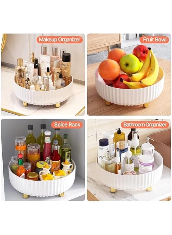 2-Pack Makeup Organizer for Dresser, Perfume Tray, Hair Product Organizer, Lotion Organizer, 360 Degree Rotating Lazy Susan Cosmetic Storage, One-Tier, White (Small) - Image 5