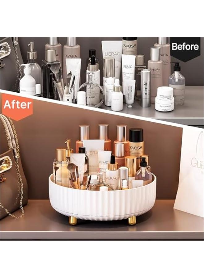 2-Pack Makeup Organizer for Dresser, Perfume Tray, Hair Product Organizer, Lotion Organizer, 360 Degree Rotating Lazy Susan Cosmetic Storage, One-Tier, White (Small) - Image 4