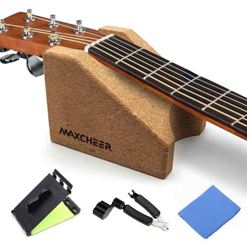 MAXCHEER Guitar Neck Rest, Brown Cork Guitar Neck Cradle Support Pillow, Suitable for Acoustic, Electric Guitars, Ukuleles, Violins, Banjos, Bass, Mandolin - Image 1