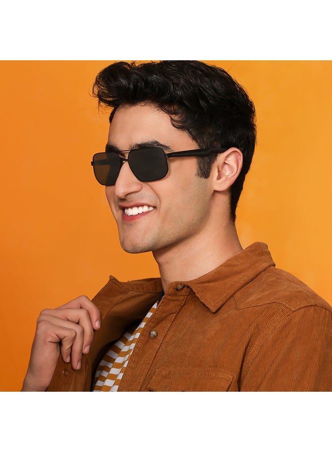 VINCENT CHASE Unisex Vintage Full Rim Square Polarized & UV Protected Sunglasses For Men & Women VC S12593/P - 58mm - Black - Image 3