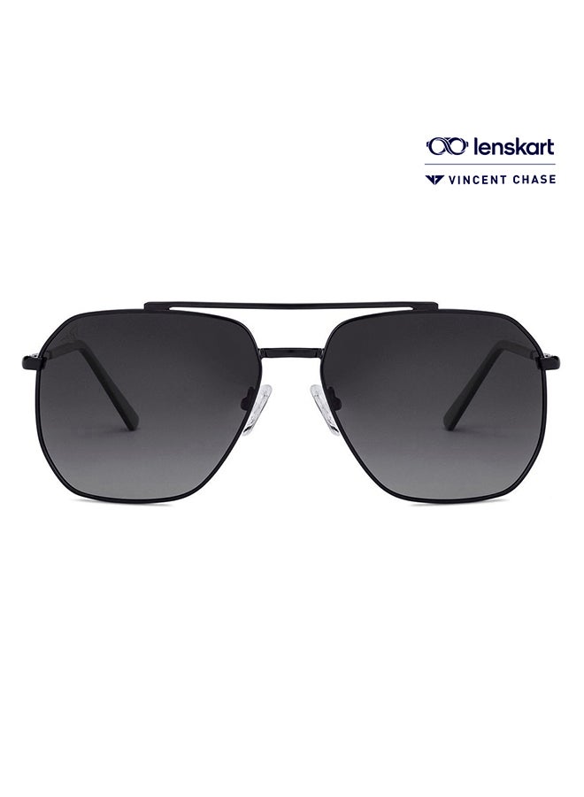 VINCENT CHASE Unisex Vintage Full Rim Square Polarized & UV Protected Sunglasses For Men & Women VC S12593/P - 58mm - Black - Image 1