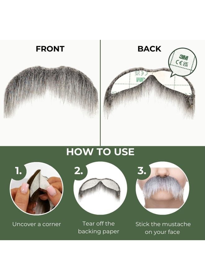 Mustaches Self Adhesive, Novelty, Small Walrus Fake Mustache, Gray with White Color - Image 5