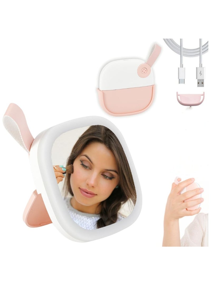 SOLARAE Rechargeable Travel Makeup Mirror with LED Lights, Compact Dimmable Mirror with 3 Light Colors & Adjustable Brightness, Small Portable Vanity Mirror Handheld for Bags - Image 1