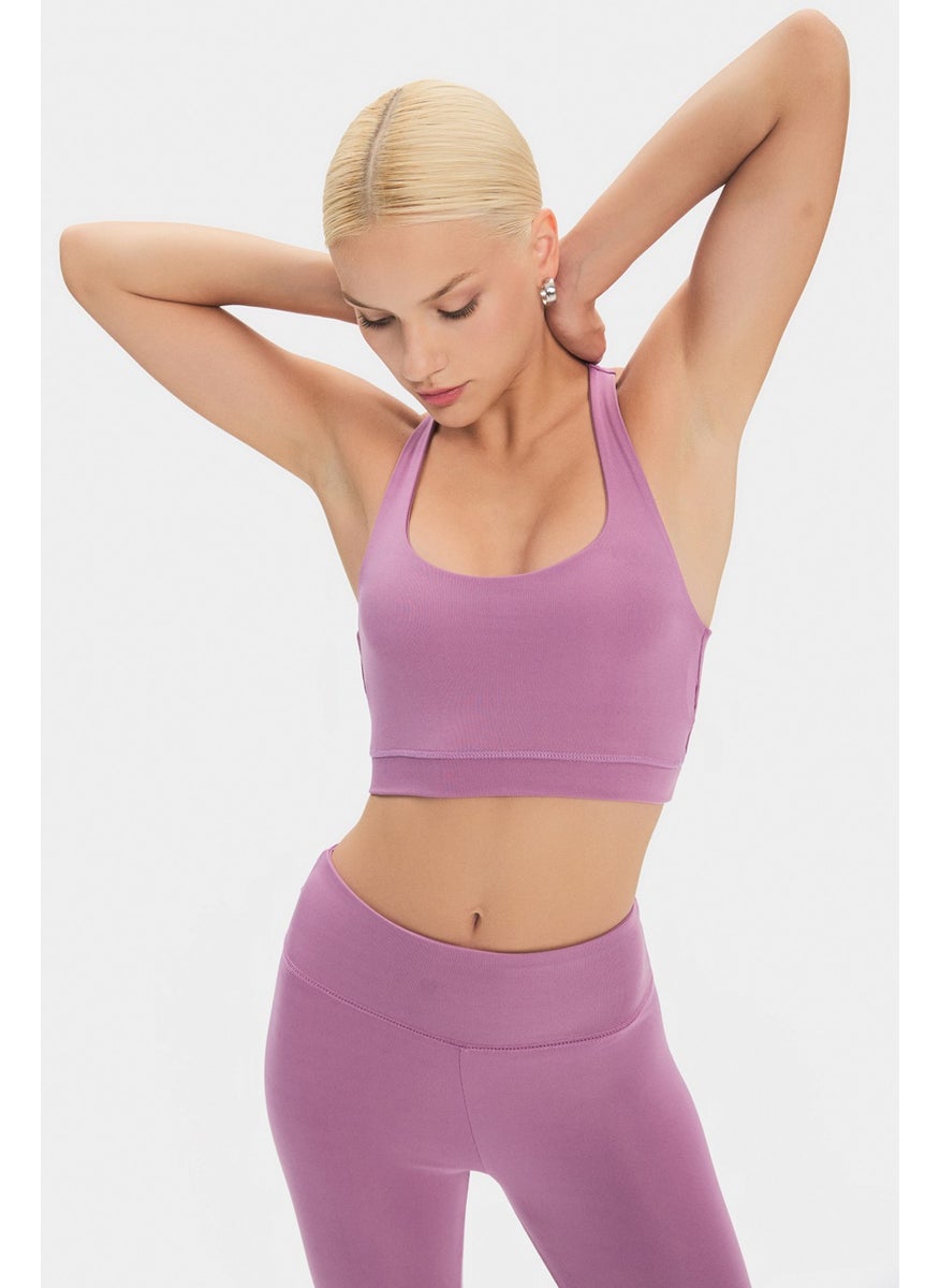 JOYSTAR Women's Halter Neck Anthracite Lightly Supported Back Detailed Coated Sports Bra  - Image 3