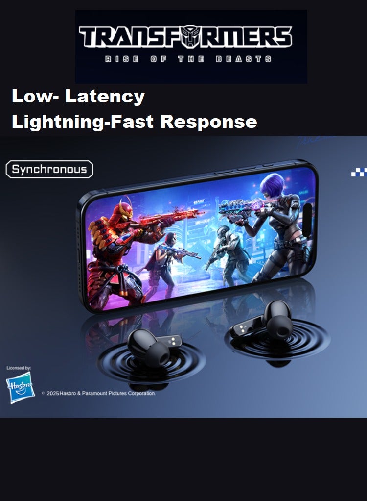 TRANSFORMERS Wireless Bluetooth Earbuds, RGB Ambient Light, Dual Game & Music Modes, Hi-Fi Stereo Sound, Low Latency Headphones TF-T97 – Bumblebee Edition - Image 5