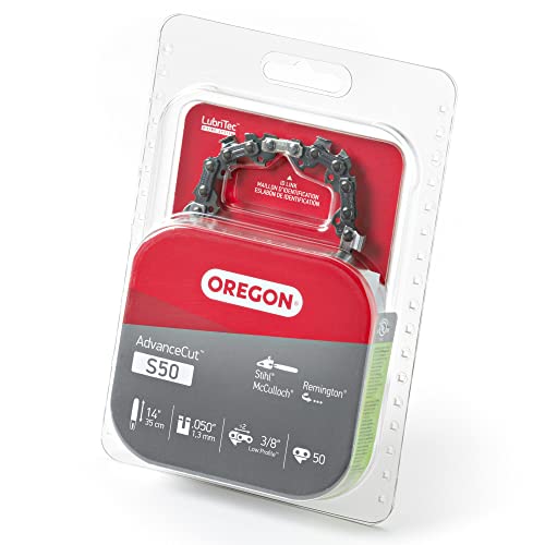 Oregon S50 AdvanceCut Replacement Chainsaw Chain for 14-Inch Guide Bar, 50 Drive Links, Pitch: 3/8" Low Profile, .050" Gauge, Low Vibration - Image 1