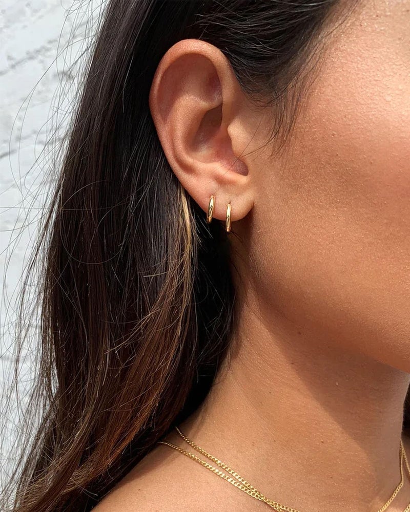 Sweetkiki Lightweight Small Gold Hoop Earrings for Women, 14K Gold Open Huggie Hoop Earrings Hypoallergenic Tiny Hoop Earrings in Gold Silver Minimalist Hoops for Women (14K Gold - 10mm (1 Pairs)) - Image 4