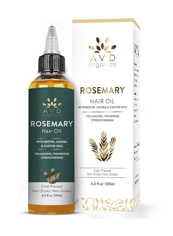 AVD Organics Rosemary Oil for Hair Infused With Biotin 4fl oz – Hair Strengthening, Nourishing, and Volumizing | Infused with Jojoba & Castor Oil | Non-GMO, 120ml - Image 2