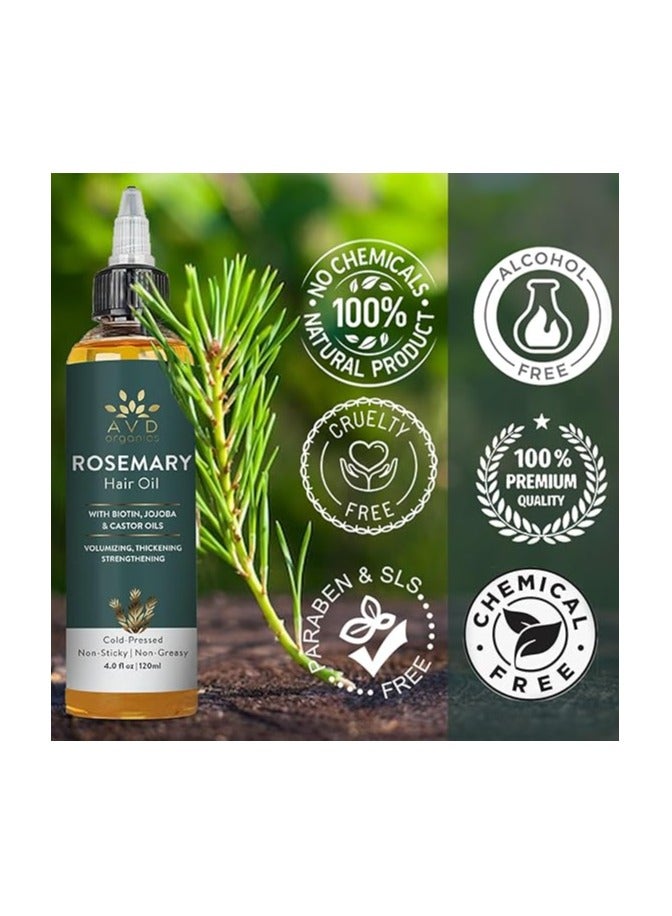 AVD Organics Rosemary Oil for Hair Infused With Biotin 4fl oz – Hair Strengthening, Nourishing, and Volumizing | Infused with Jojoba & Castor Oil | Non-GMO, 120ml - Image 4
