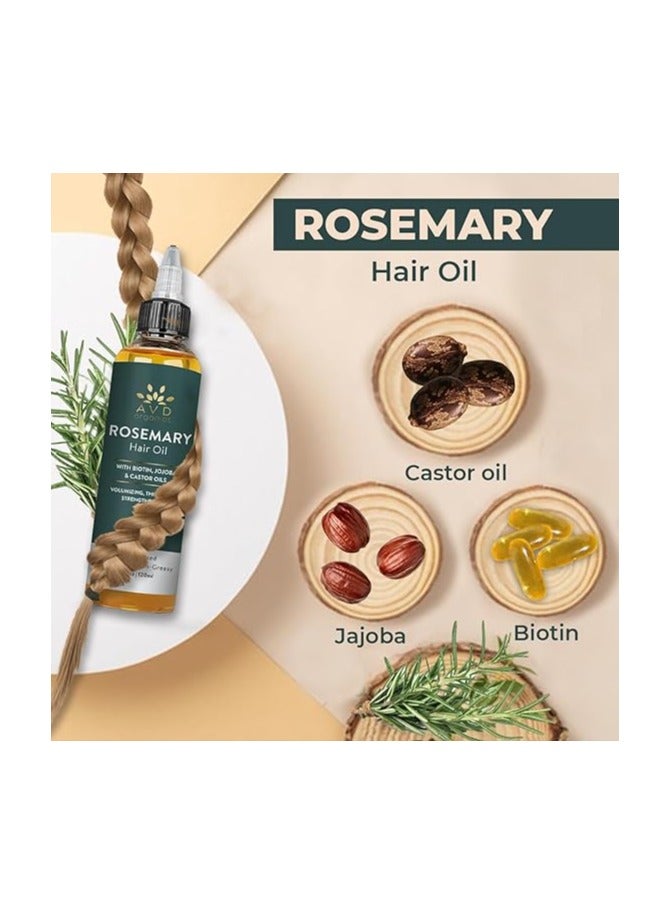 AVD Organics Rosemary Oil for Hair Infused With Biotin 4fl oz – Hair Strengthening, Nourishing, and Volumizing | Infused with Jojoba & Castor Oil | Non-GMO, 120ml - Image 3