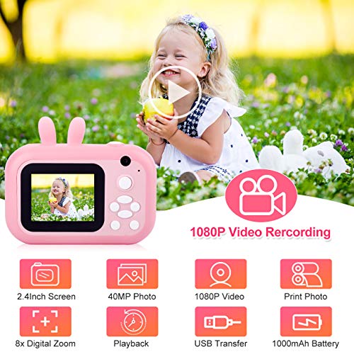 MINIBEAR Kids Camera Instant Print Camera for Kids Digital Camera Toddler Toys Christmas Birthday Gifts for 3 4 5 6 7 8 9 10 Year Old Boys Girls, Pink - Image 2