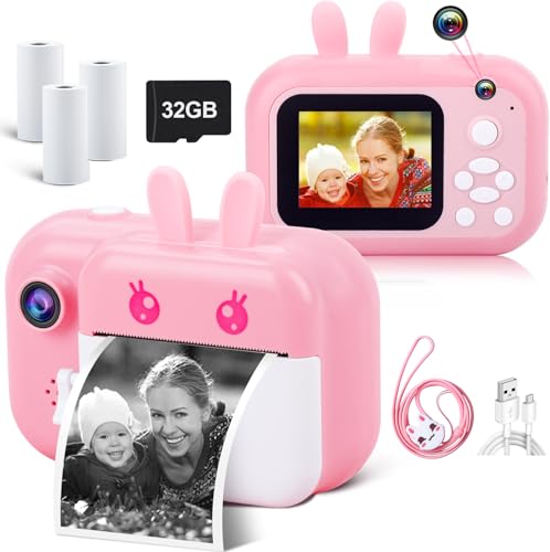 MINIBEAR Kids Camera Instant Print Camera for Kids Digital Camera Toddler Toys Christmas Birthday Gifts for 3 4 5 6 7 8 9 10 Year Old Boys Girls, Pink - Image 1