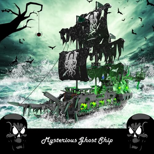 JMBricklayer Pirate Ship Building Toys with Lights, Ghost Ship Flying Dutchman Model Ship Boat 40001, Toy Building Sets for Adults, Easter Decor Christmas Birthday Gifts (1100 PCS) - Image 3