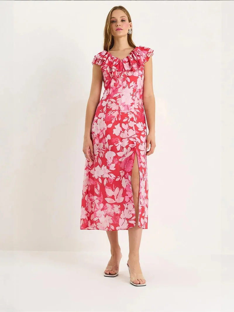 بيانكو لوتشي فستان ميدي لوكسي بتفاصيل مكشكشة