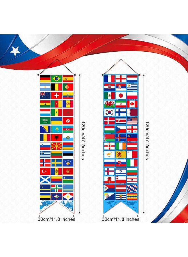 Tatuo تاتيو 2 قطع زينة أعلام العالم الدولية لافتة شرفة علم دولة لوازم حفلات كرة القدم أحداث رياضية أندية رياضية زينة حفلة عيد الميلاد زينة فصل دراسي (دول) - Image 2