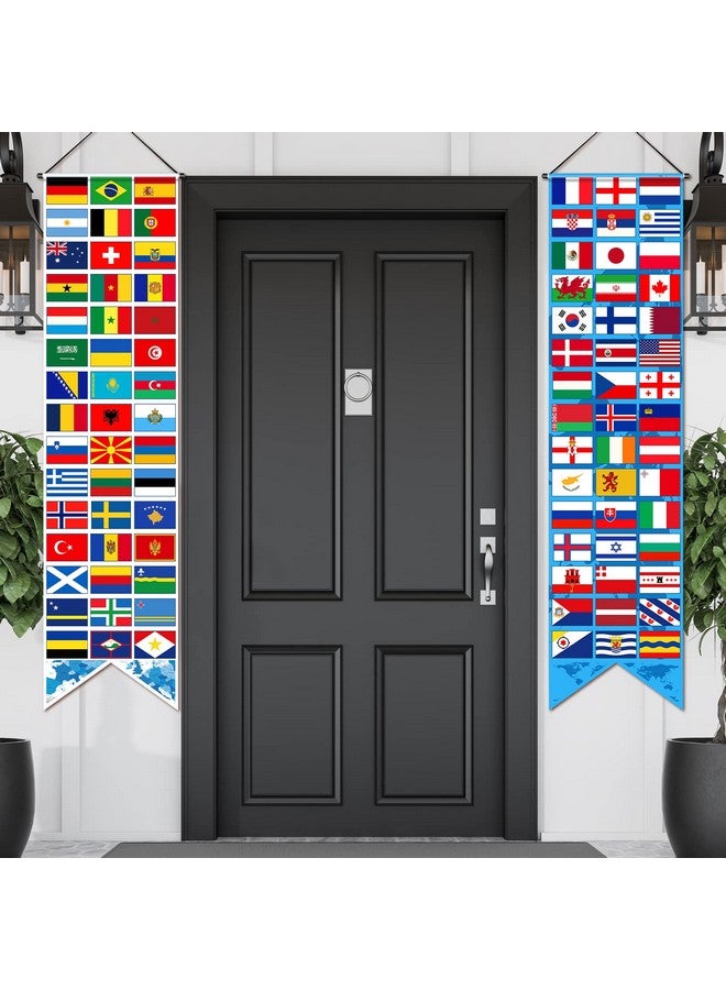 Tatuo تاتيو 2 قطع زينة أعلام العالم الدولية لافتة شرفة علم دولة لوازم حفلات كرة القدم أحداث رياضية أندية رياضية زينة حفلة عيد الميلاد زينة فصل دراسي (دول) - Image 1