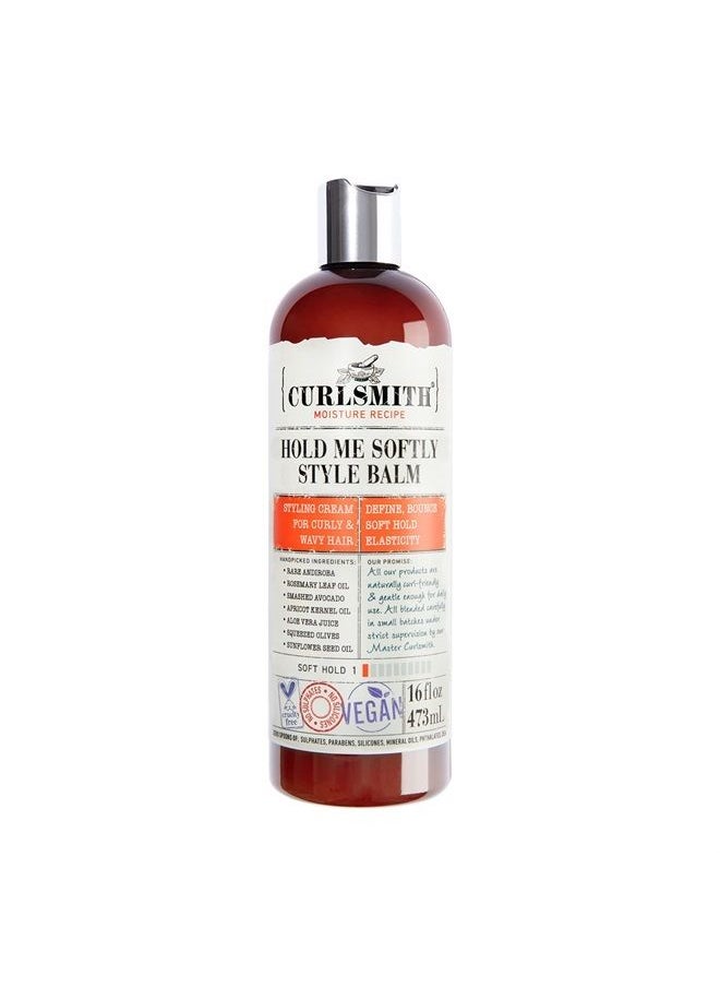 CURLSMITH Hold Me Softly Style Balm - Vegan Soft Hold Styling Cream for Wavy and Curly Hair, Natural Look (16oz)  - Image 1