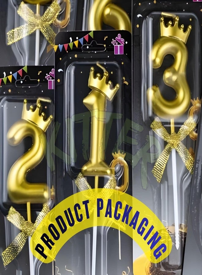 KITTER 1 Pc 2 Number Metallic Gold Candle for Birthday Cake, 2 Number Candle with Crown on Top for 2nd Birthday Anniversary Cake Topper Cake Decoration (Pack of 1 piece) - Image 5