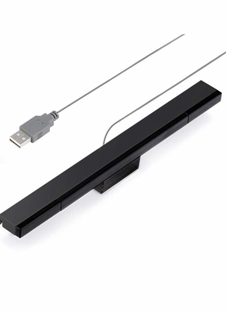 Generic - Sensor Bars, USB Wired Sensor Bar for Wii Games, SYOSI, Replacement Infrared IR Ray Motion Sensor Signal Receiver for Nintendo Wii/Wii U Console, with Stable Stand (Black) - Image 1