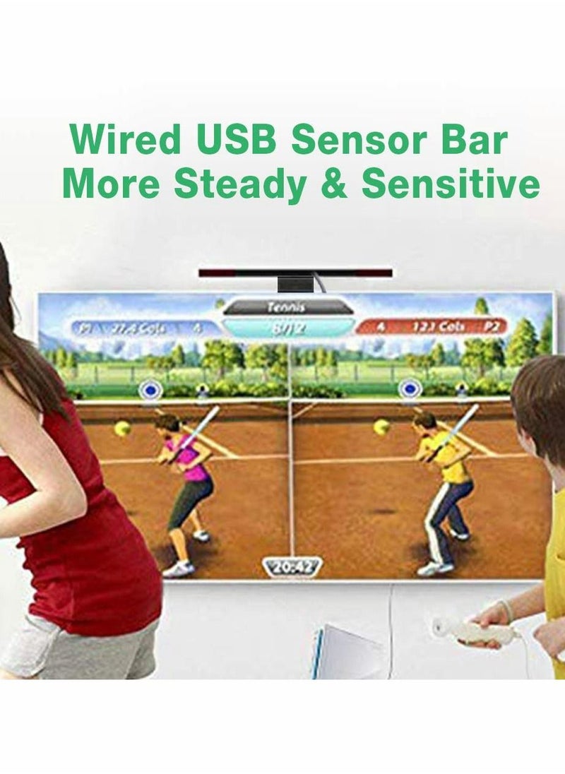 Generic - Sensor Bars, USB Wired Sensor Bar for Wii Games, SYOSI, Replacement Infrared IR Ray Motion Sensor Signal Receiver for Nintendo Wii/Wii U Console, with Stable Stand (Black) - Image 1