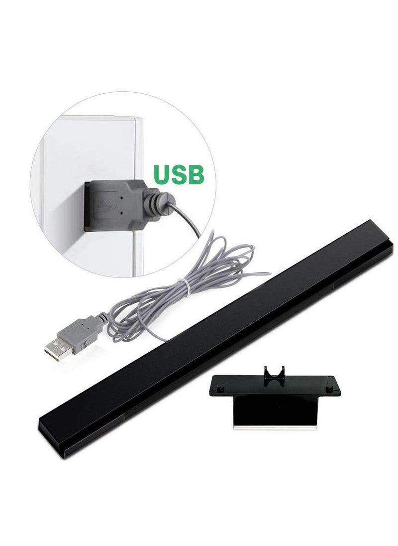 Generic - Sensor Bars, USB Wired Sensor Bar for Wii Games, SYOSI, Replacement Infrared IR Ray Motion Sensor Signal Receiver for Nintendo Wii/Wii U Console, with Stable Stand (Black) - Image 1