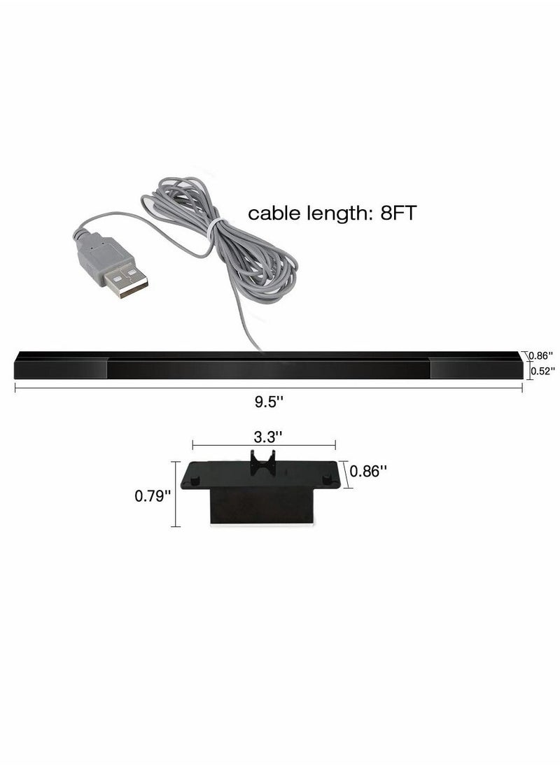Generic - Sensor Bars, USB Wired Sensor Bar for Wii Games, SYOSI, Replacement Infrared IR Ray Motion Sensor Signal Receiver for Nintendo Wii/Wii U Console, with Stable Stand (Black) - Image 1