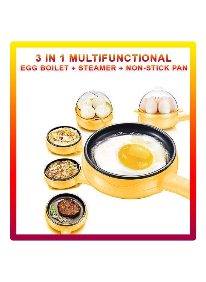 DBLEW - Automatic 2 in 1 Multifunctional Electric 7 Egg Boiler Roaster Heater Fryer Cooker Steamer with Non Stick Frying Pan - Image 1