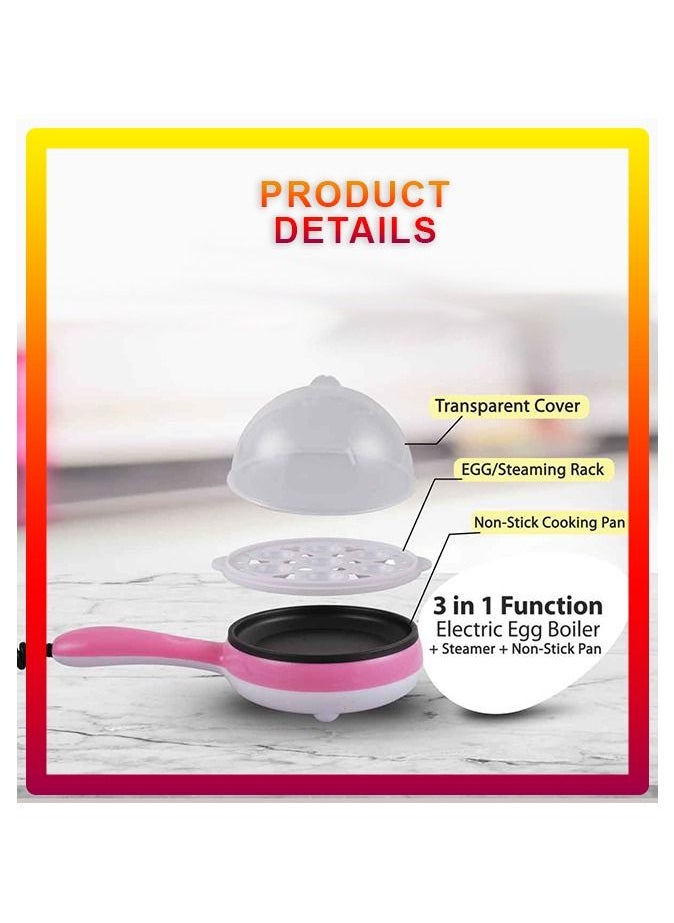 DBLEW - Automatic 2 in 1 Multifunctional Electric 7 Egg Boiler Roaster Heater Fryer Cooker Steamer with Non Stick Frying Pan - Image 1