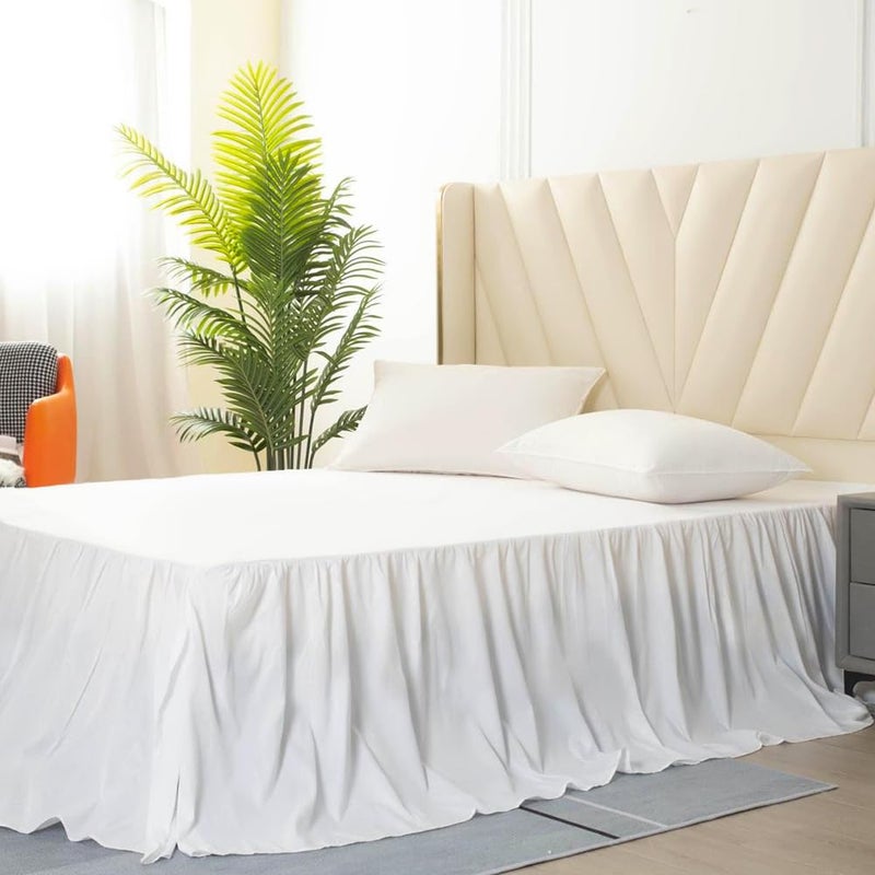 TSUTOMI White Bed Skirt Twin Size Ruffled Bed Skirt with Split Corners  Twin Bed Skirt 22 Inch Drop  Twin Size Bed Skirt White for Ruffled Bed Skirt with Split Corners  Bed Skirt Twin Size - Image 2