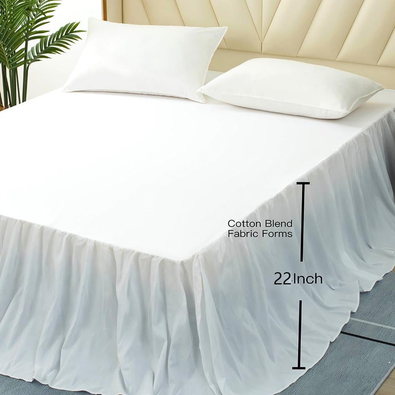 TSUTOMI White Bed Skirt Twin Size Ruffled Bed Skirt with Split Corners  Twin Bed Skirt 22 Inch Drop  Twin Size Bed Skirt White for Ruffled Bed Skirt with Split Corners  Bed Skirt Twin Size - Image 4