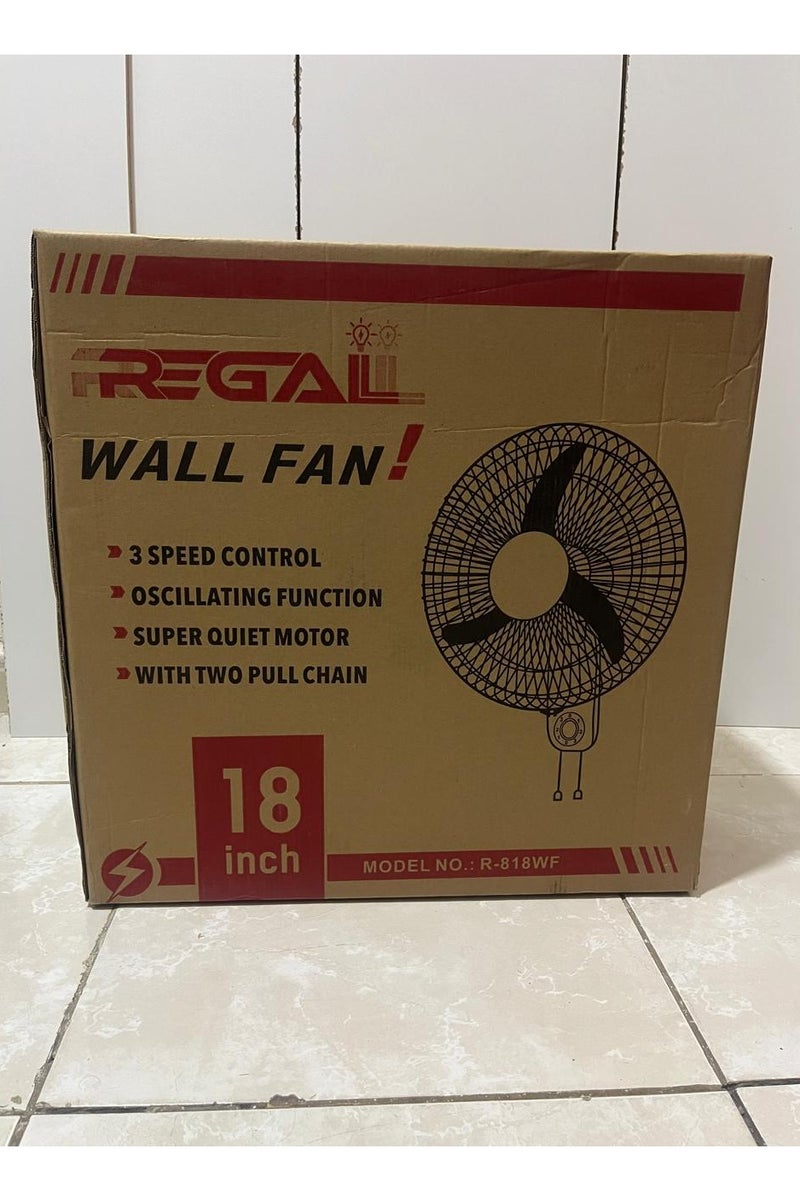 Regal 18" 5 Blades High Airflow Pvc Wall-Mounted Fan, Pure Copper Motor, 3 Speeds, Quiet 180° Oscillation, 2-pc,Pack