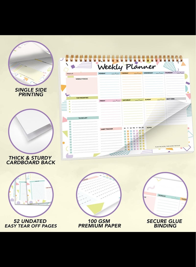 AVACraft Weekly Planner - 52 Tear-Off Sheets, To Do List & Desk Calendar, 24.7x17.5cm - Image 3