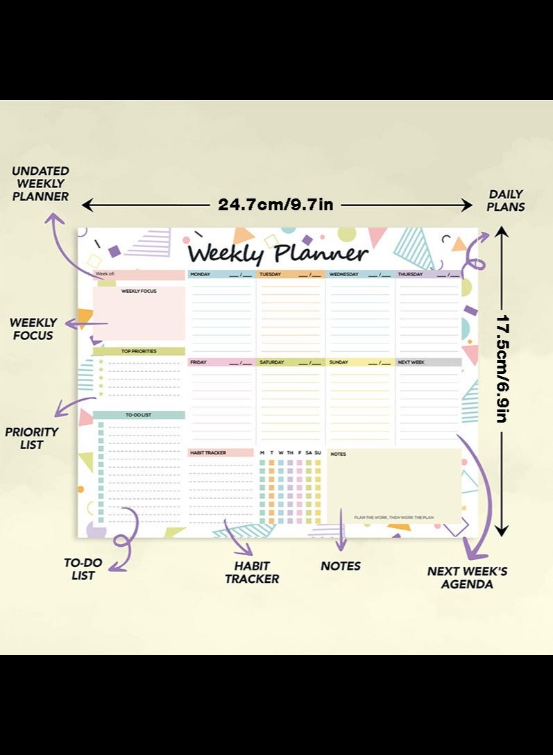 AVACraft Weekly Planner - 52 Tear-Off Sheets, To Do List & Desk Calendar, 24.7x17.5cm - Image 2