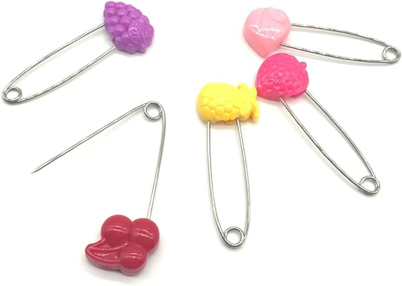 GTONEE Cute Animal Fruit Baby Safety Pins Secure Clips for Fastening Baby Clothes Diaper Napkins Stainless Steel 5CM 30PCS (Fruit) - Image 4
