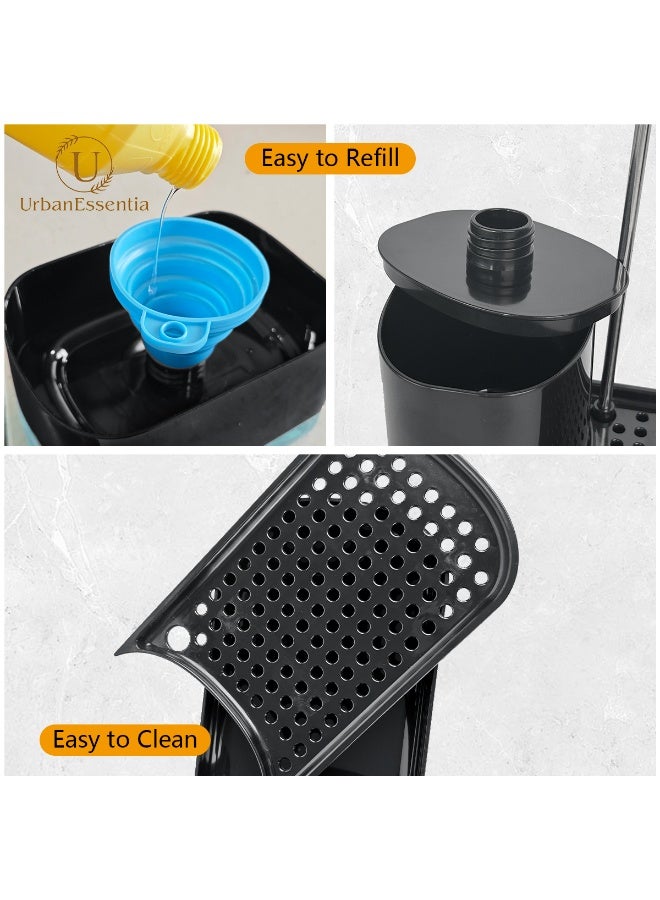 الأساسيات الحضرية مجموعة موزع صابون الأطباق للمطبخ، منظم حوض ٥ في ١ مع مضخة صابون أطباق، موزع صابون يدوي، حامل إسفنج، رف مناشف، وحامل كرة سلكية فولاذية - حامل حوض الكل في واحد. (أسود) - Image 5