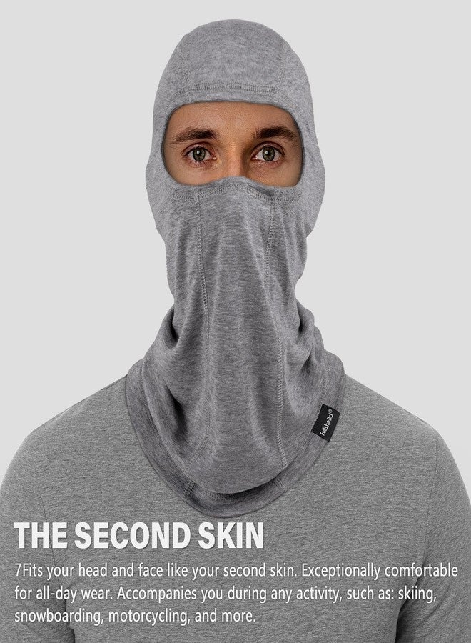 Fullsheild Summer Cooling Balaclava Face Mask Breathable Merino Wool for Men Women Motorcycle Balaclava Snowboarding Gear Winter Ski Mask Grey - Image 2
