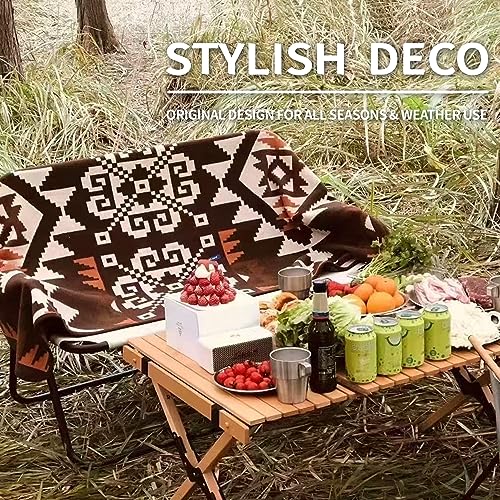 ACUSHLA Merino Wool Camp Blanket - Soft Warm Thick Washable Large Bed Couch Outdoor Camping Sleeping Travel Throw Blanket All Weather, Aztec Brown 79X63 - Image 5