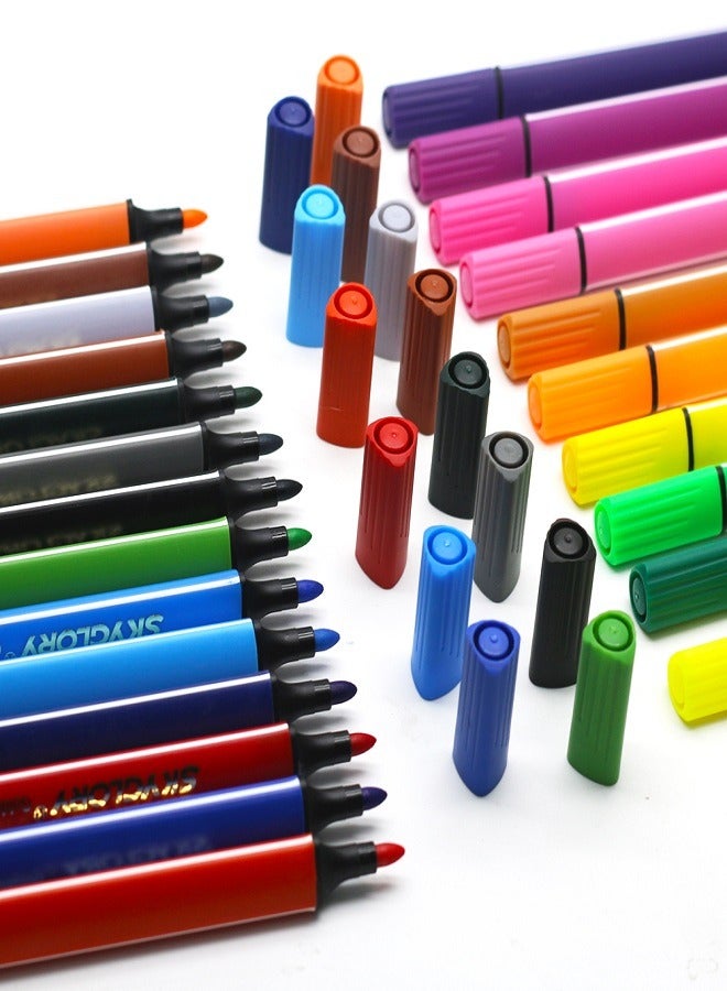 SKYGLORY 36 Colors Kids Washable Watercolor Drawing Pens Marker Set for Children Coloring Doodling Art Supplies Everyday Use - Image 1