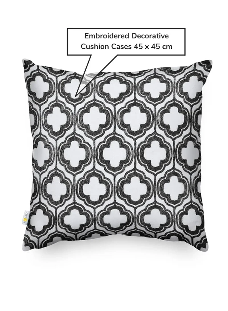 Donetella Decorative Embroidered Cushion Cover black/White 45x45Cm (Without Filler)