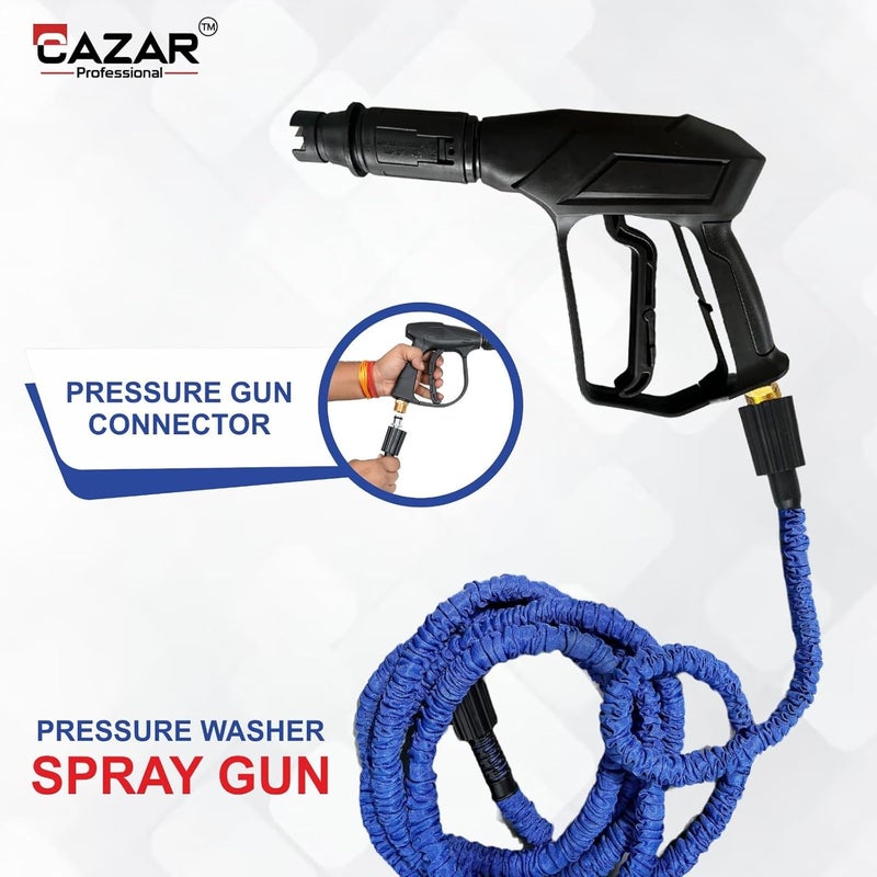 CAZAR CAZAR 8m Flexiable Car Washing Pipe size M22 connector with 15 MPA High Pressure Washer Spray Gun with Adjustable Nosel Black compatible with JPT StarQ Ballorex Vantro Btali Gaocheng Aimex  - Image 3